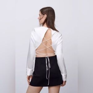 ZARA OFF WHITE CORSET BACK BLOUSE